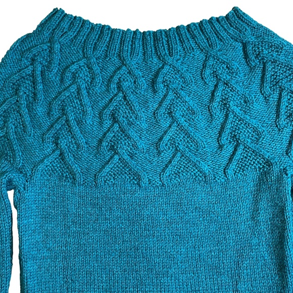 BNWOT Hand Knit Tunic Sweater in Teal Heather Green Size S - Picture 7 of 8